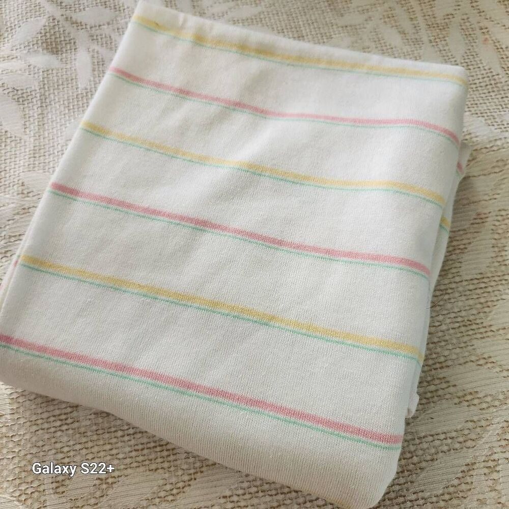 Two Knit Fabric remnants-pastel & white stripe and pastel polka dot - Picture 9 of 9
